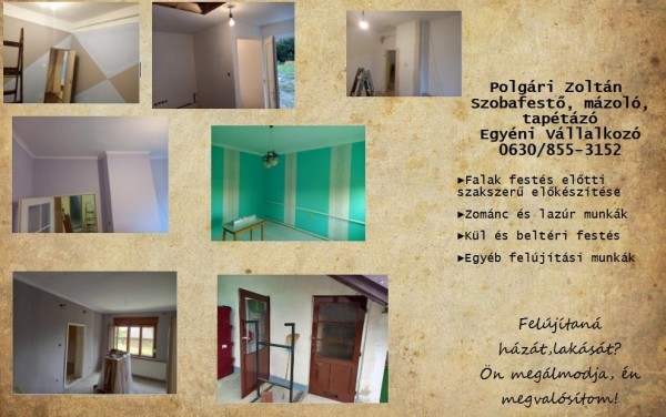 Polgári Zoltán egyéni.v. szobafestő, mázoló, tapétazó